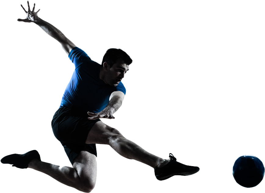 Free Download Football Player Clipart Football Player - Football Flying Kick (1000x747), Png Download