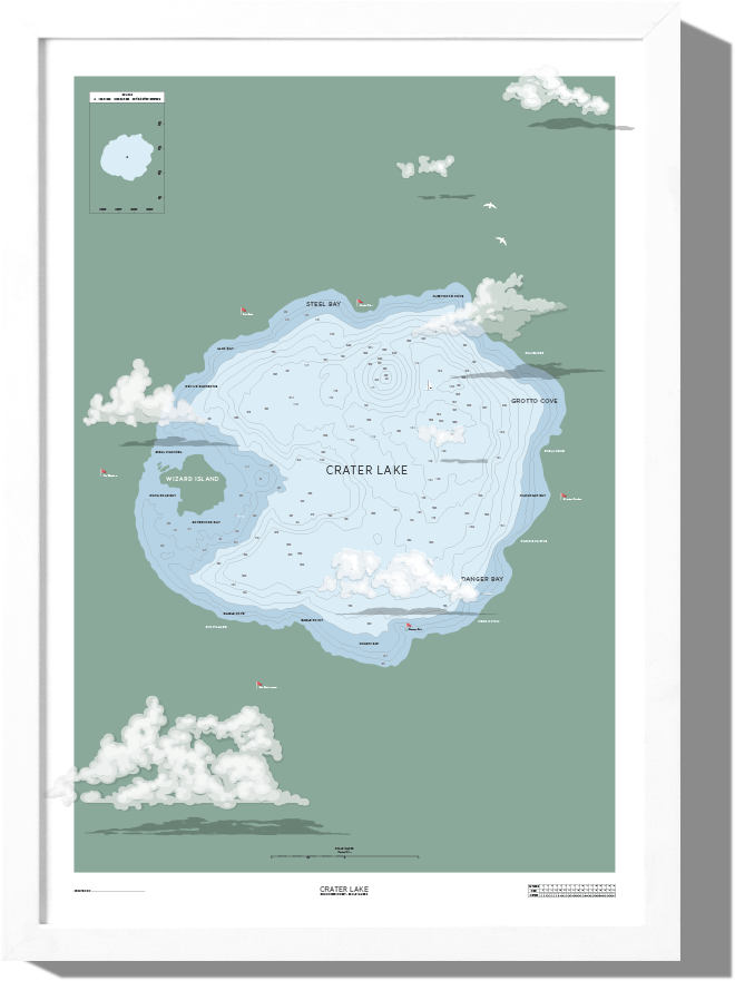 Crater Lake Nautical Map (1000x1000), Png Download