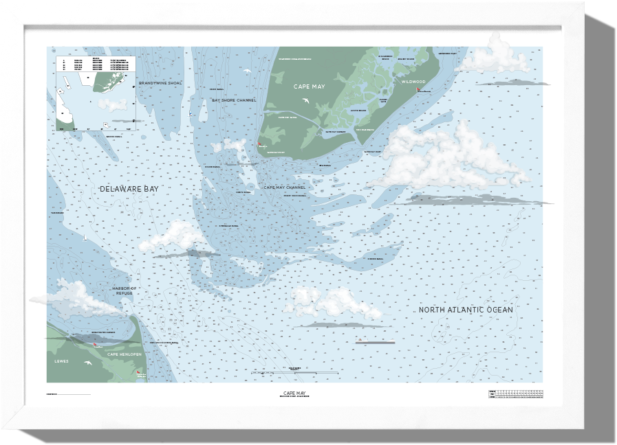 Cape May Nautical Map (1000x1000), Png Download