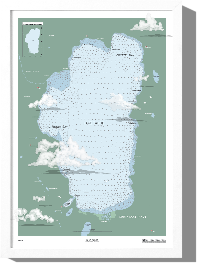 Lake Tahoe Nautical Map (1000x1000), Png Download