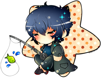 Noctis Fishing Chibi (400x347), Png Download