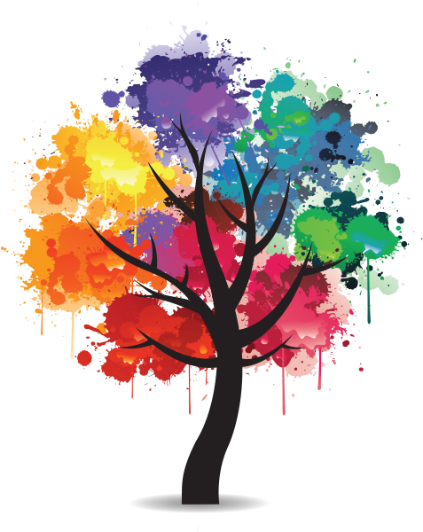 Nitto Printing - Watercolor Tree Colors (477x600), Png Download
