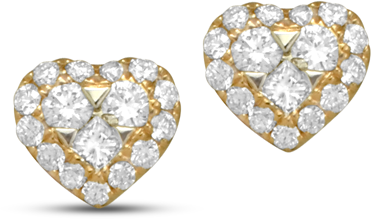 Lady Lovely Rose Gold Diamond Heart Earrings - Earring (917x917), Png Download