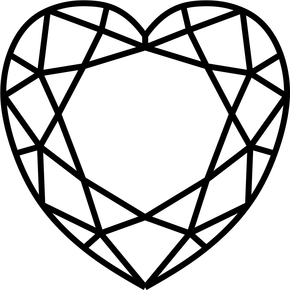 Diamond Heart - - Diamond Drawing Top View (981x981), Png Download