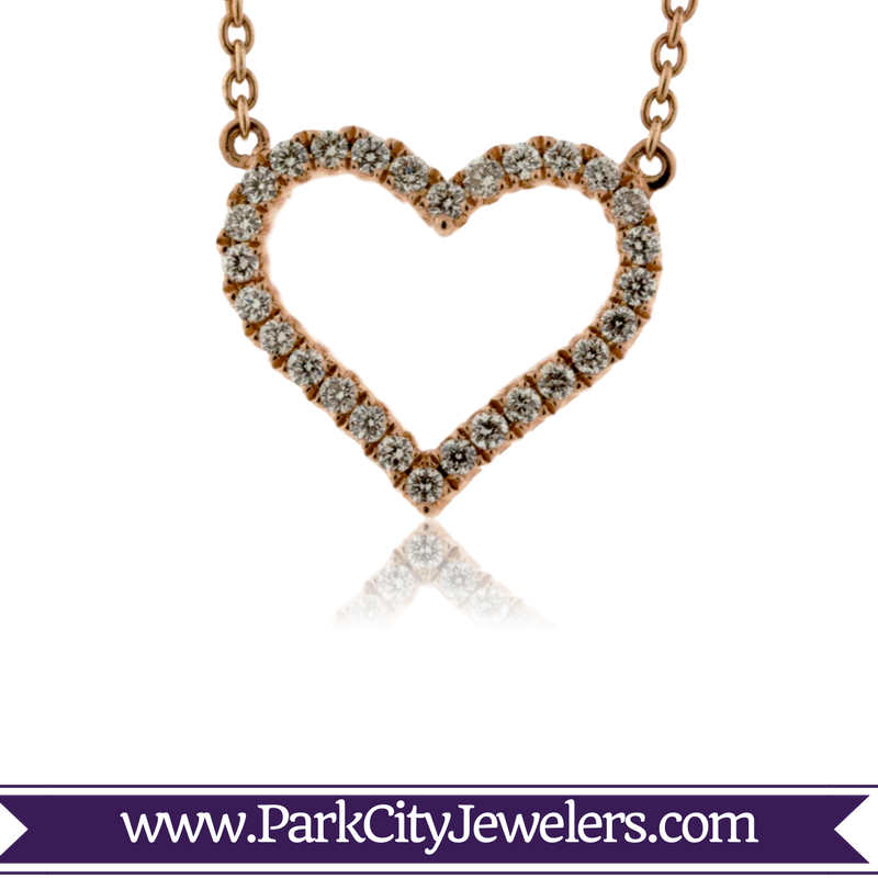 Petite Diamond Heart Necklace - Mocha Diamond And Diamond Stackable Band (800x800), Png Download