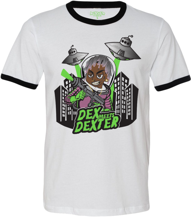 Dexter Attacks T-shrit - Ringer T-shirt (1024x1024), Png Download