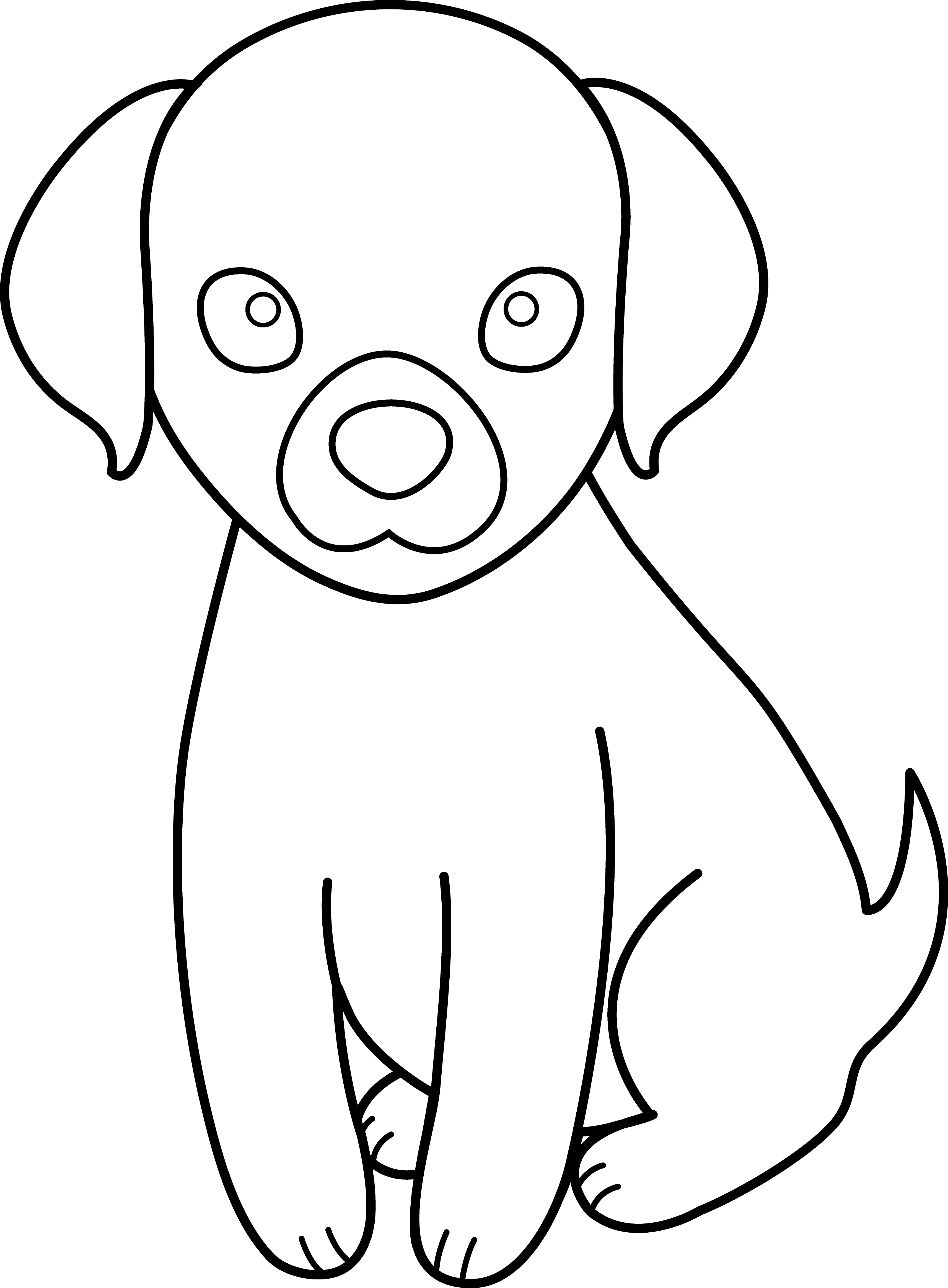 Colorable Puppy Line Art - Drawing (3426x4650), Png Download