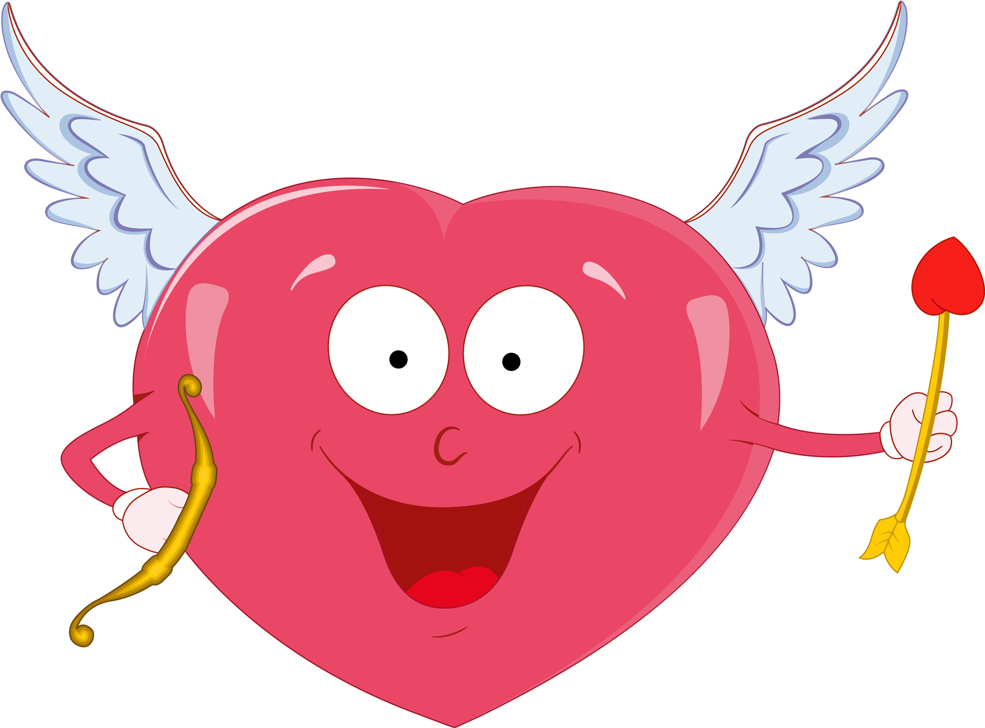 Vector Freeuse Download Valentine Heart With Cupid - Valentine Heart And Cupid (2000x1487), Png Download