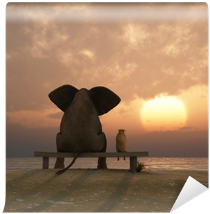 Elephant And Dog Sit On A Summer Beach Wall Mural • - Doing Nothing Often Leads To The Very Best Something (400x400), Png Download
