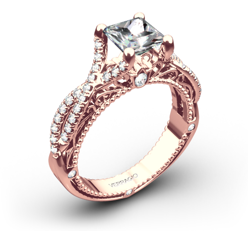 Verragio Afn 5003 2 Pave Twist Diamond Engagement Ring - Rose Gold Rings Png (500x500), Png Download