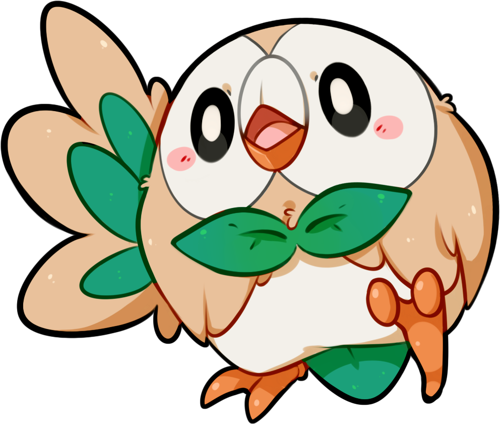 Rowlet - All Grass Type Pokemon Starters (1000x1000), Png Download
