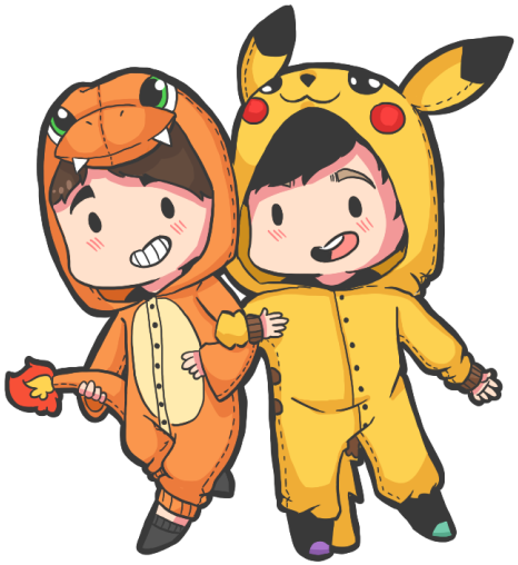 Kawaii Charmandan And Philachu Phil 3, Phil Lester, - Dan And Phil Fanart Pokemon (540x511), Png Download