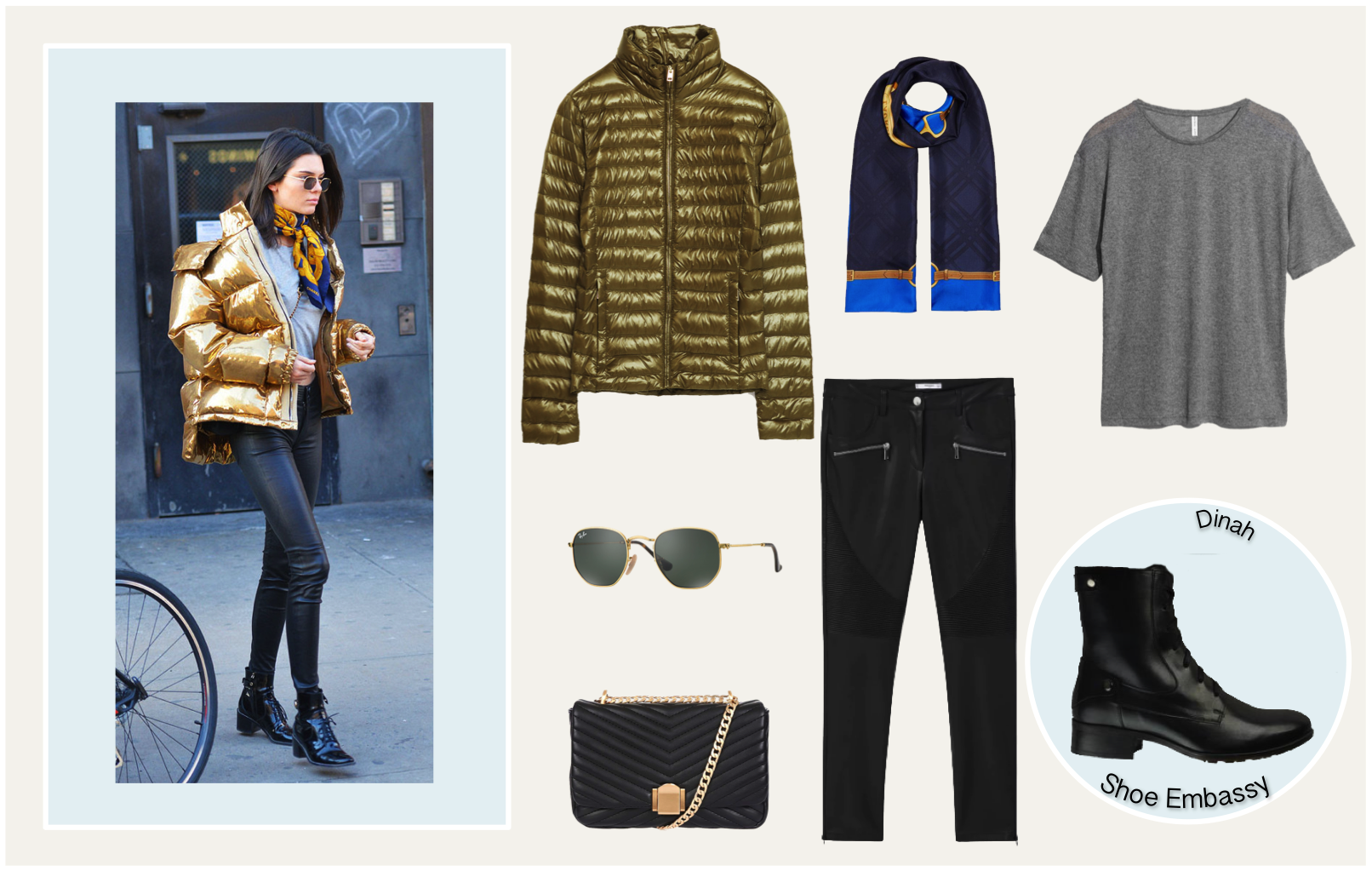 Kendall Jenner Gold Puffer Jacket Outfit - Riding Boot (1612x1023), Png Download