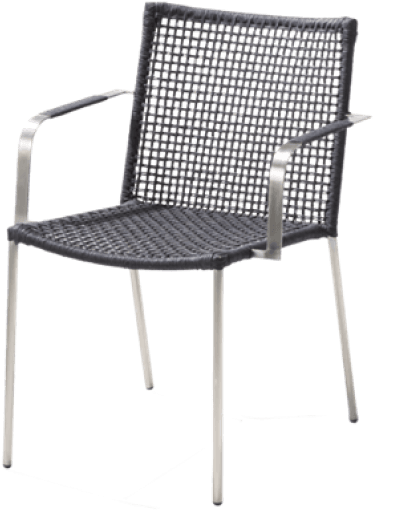 Anthracite - Cane-line Straw Armchair, Black (900x900), Png Download