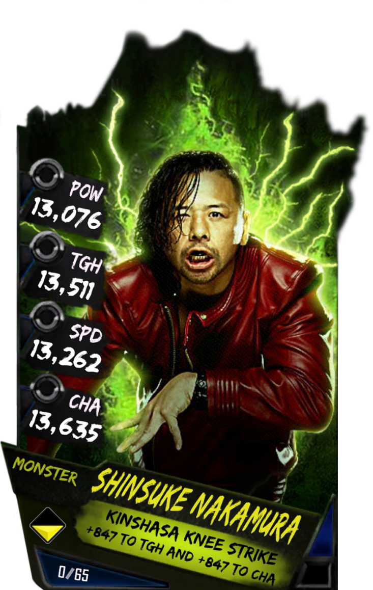 Shinsukenakamura S4 17 Monster - Wwe Supercard Monster Cards (733x1158), Png Download