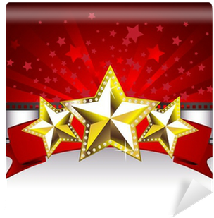 Background With Golden Stars On The Red Banner And - Kino Clipart (400x400), Png Download