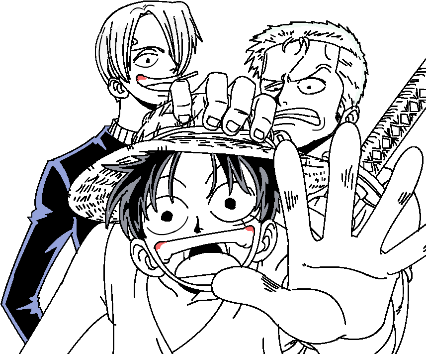 Zoro Sanji Luffy Adoption Lineart By Kawaiijuraculmihawk - Luffy Và Zoro Sanji (1024x768), Png Download