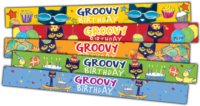 Pete The Cat Groovy Birthday Slap Bracelets (648x648), Png Download