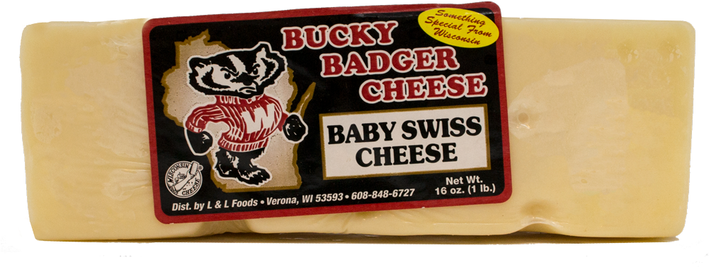 Bucky Badger Baby Swiss Cheese - Cheddar Jack (1000x1000), Png Download
