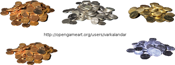 Hjm Coin Piles Copper Silver Gold Mithril Alpha - Dime (692x319), Png Download