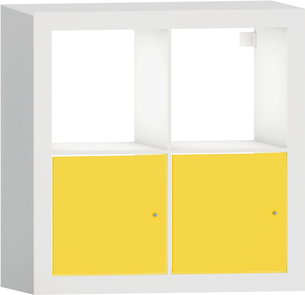 Kallax Shelf With Doors White Yellow Square 3d View - Computer-aided Design (1000x1000), Png Download