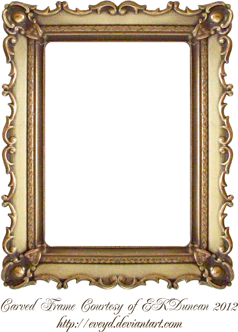 Carved Gold Frame By Ekduncan By Eveyd - Vintage Gold Frames Png (891x1202), Png Download
