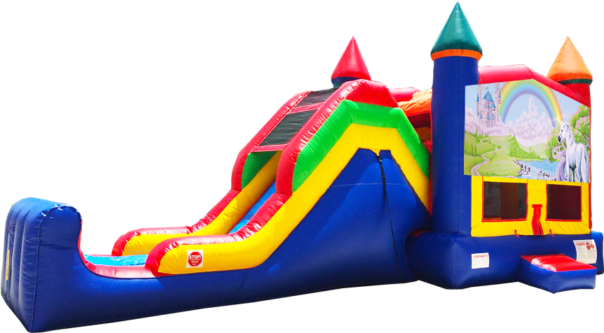 Rainbow Unicorn Super Combo 5 In 1 From Austin Bounce - Pj Mask Bounce House (864x792), Png Download