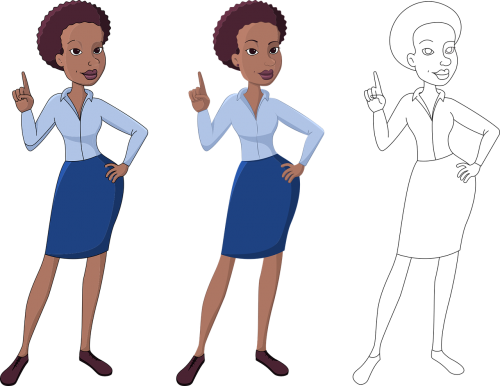 Up,business Women,woman Business,corporate - Cartoon (500x386), Png Download