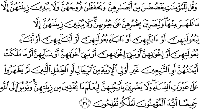 And Tell The Believing Women To Reduce [some] Of Their - Quran 24 31 (699x397), Png Download