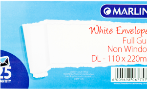 Marlin Envelopes Dl White 25's Gum - Marlin White Dl Self Seal Non Window Envelope - 25 (300x400), Png Download