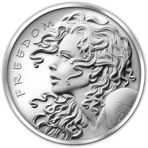 Freedom Girl One Ounce Silver Round - Gold Round Freedom Girl (500x500), Png Download