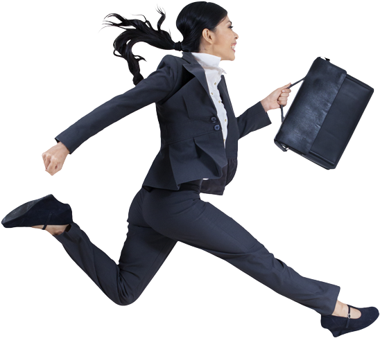 Business Woman Running (600x545), Png Download