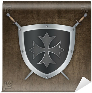 Decorative Silver Shield With Maltese Cross And Swords - Escutcheon (400x400), Png Download