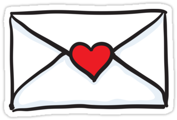 Love Letter Sticker Featuring A Cartoon Illustration - Cartoon Envelope With Heart (375x360), Png Download