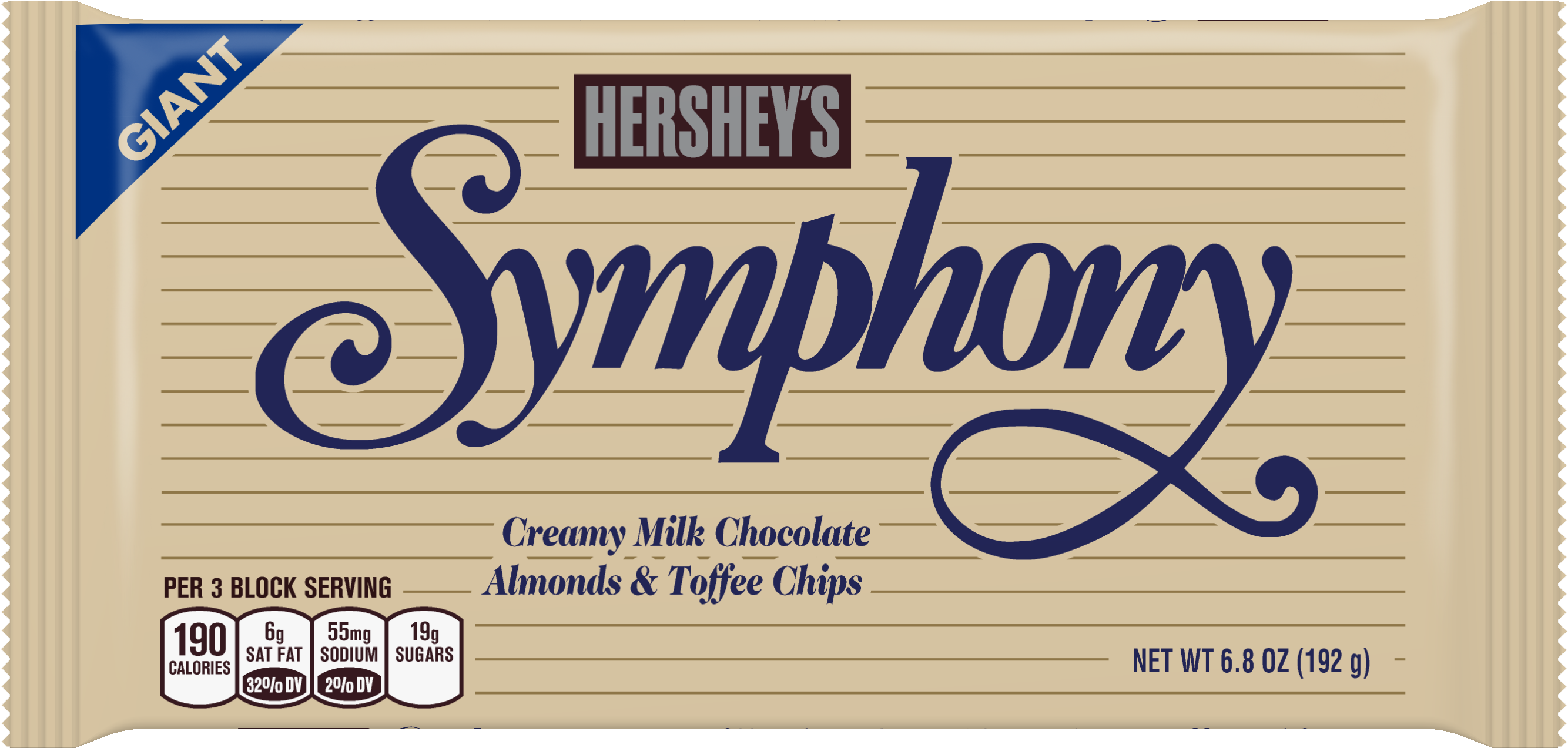 Hershey's, Giant Symphony Milk Chocolate With Almonds - Hershey Symphony Bar (3000x3000), Png Download