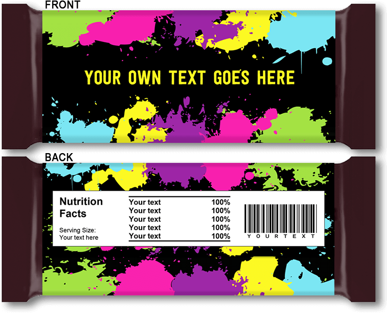 Neon Glow Party Hershey Candy Bar Wrappers - Back Of Chocolate Wrapper (800x684), Png Download