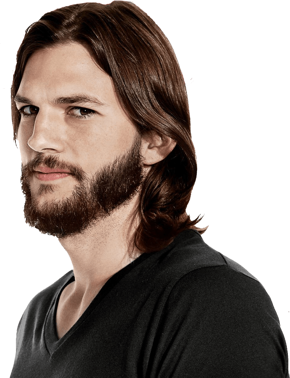 Long Stubble With Long Hair - Ashton Kutcher Men's Health (1431x1300), Png Download