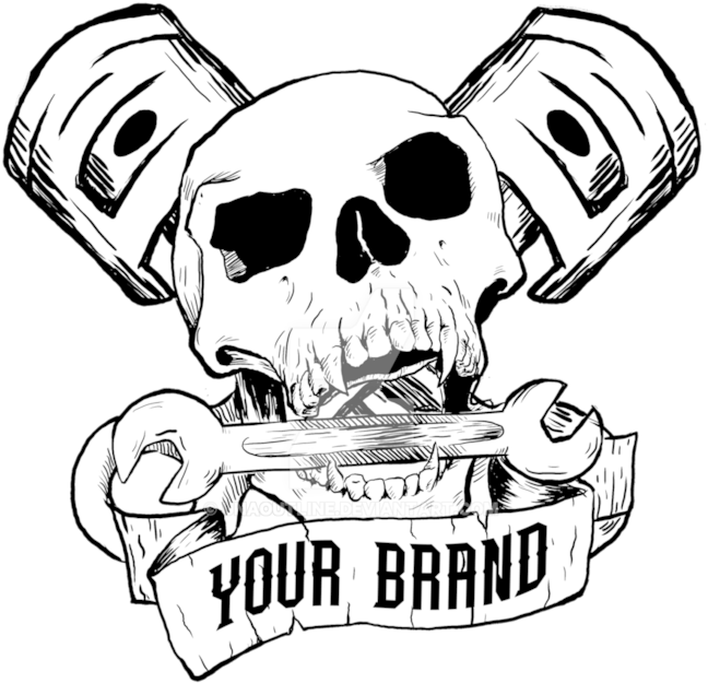 Piston Drawing At Getdrawings - Skull And Piston Png (752x1063), Png Download