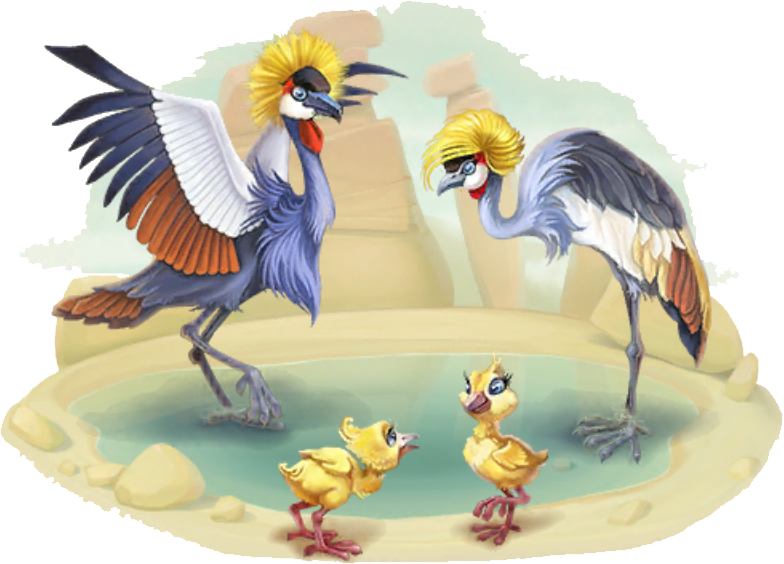 Black Crowned Crane Family - Wiki (784x564), Png Download