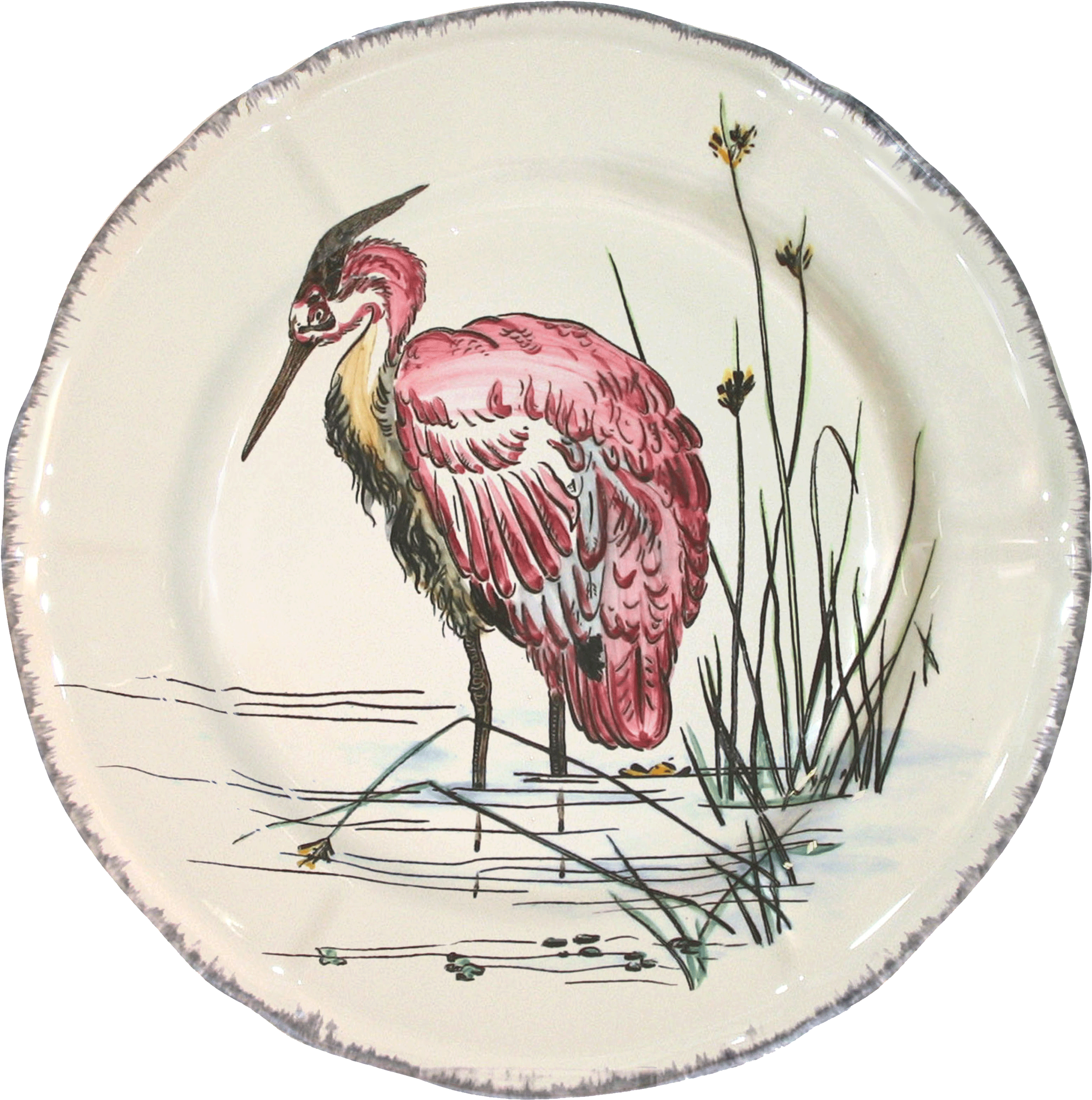 Gien Grands Oiseaux Dinner Plate - Heron (2740x2761), Png Download