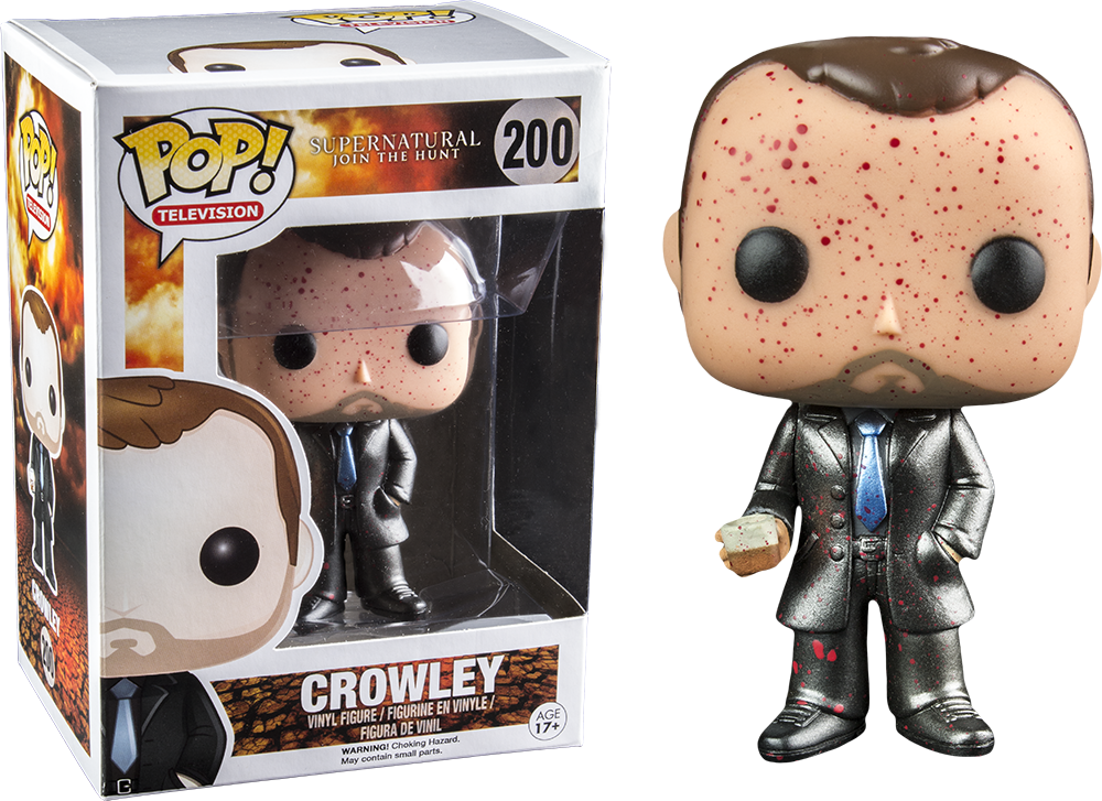 Crowley Metallic Blood Splatter Pop Vinyl Figure By - Pop Vinyl Supernatural (1000x727), Png Download