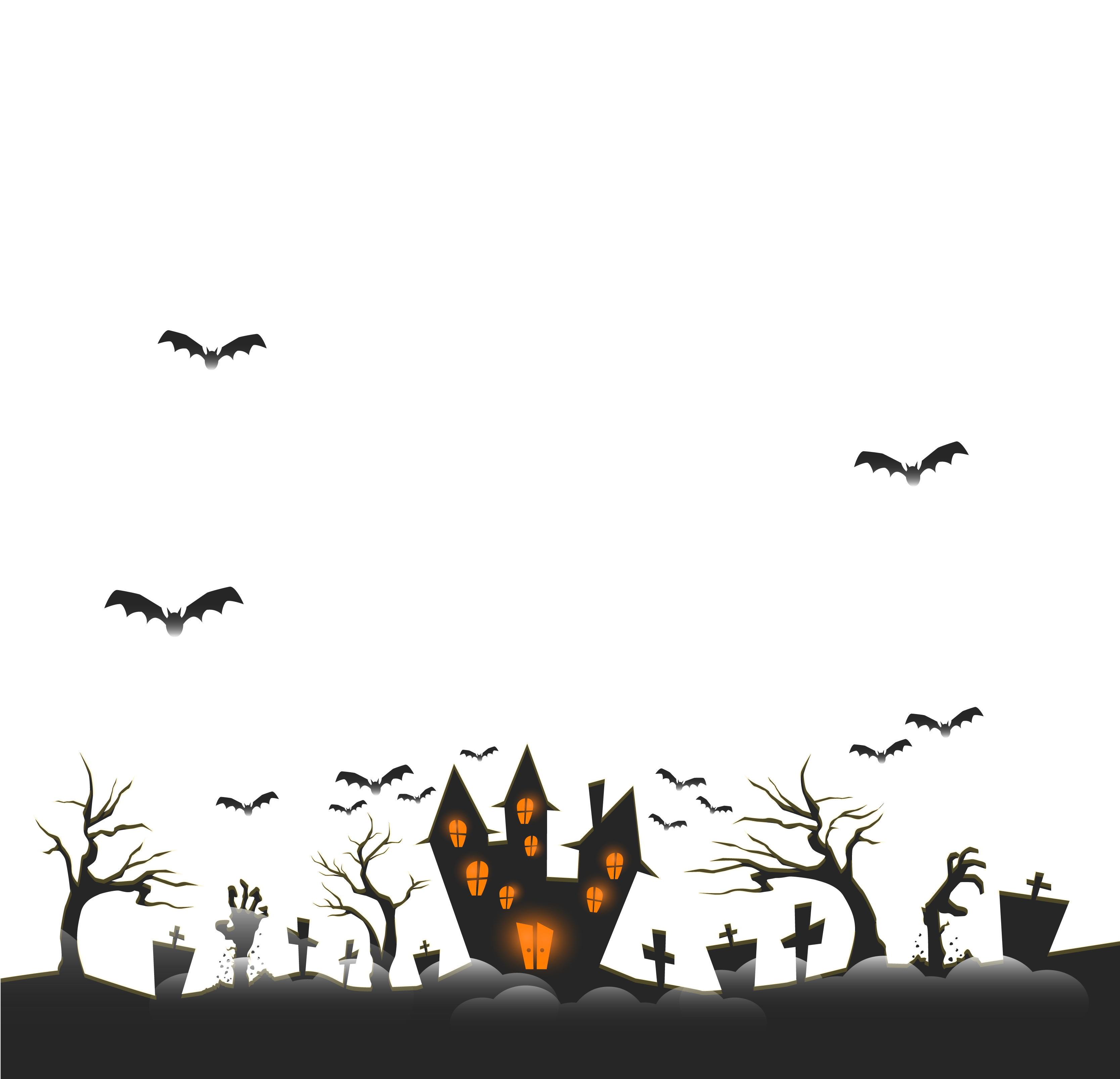 Vector Halloween Horror Ghost Castle - Halloween Banner Party Decoration (3363x3210), Png Download