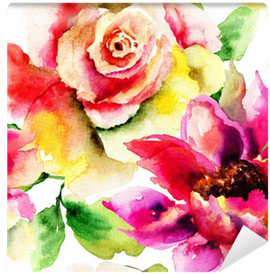 Seamless Pattern With Summer Flowers Wall Mural • Pixers® - Wilde Poesien By Susann Kraft 9783738624977 (paperback) (400x400), Png Download