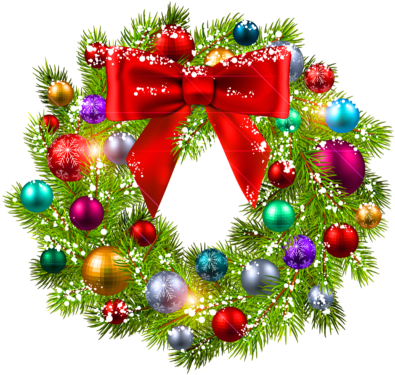 Christmas Wreaths - Christmas Wreath Clipart Free (400x381), Png Download