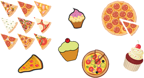 New Group Pizza And Cupcakes - Pizza And Cupcakes Clipart (600x300), Png Download