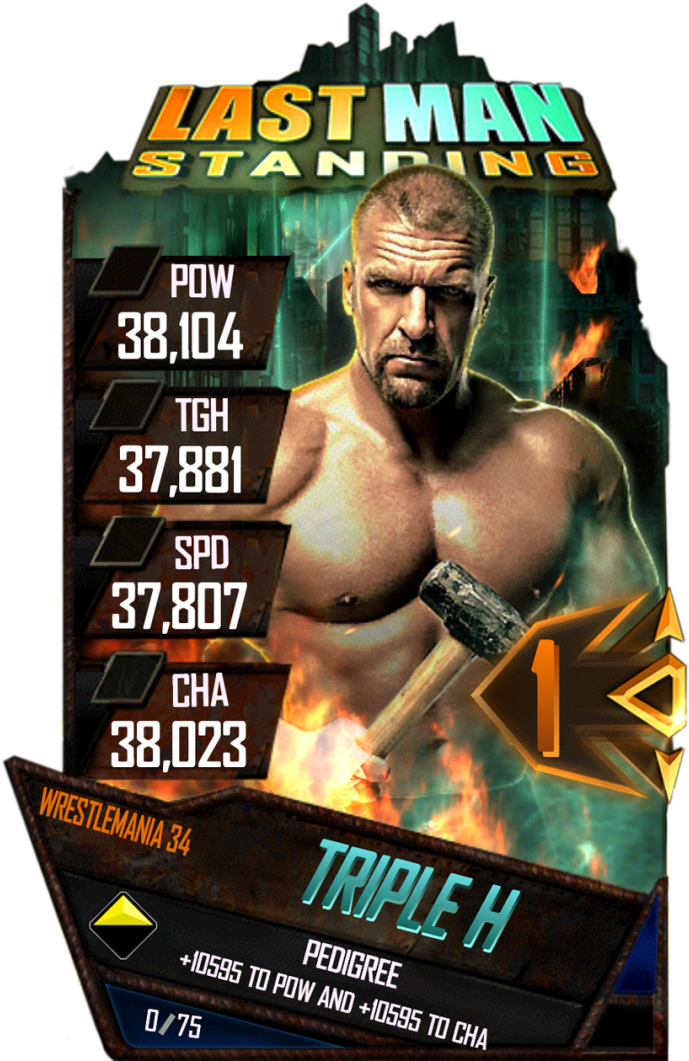 Tripleh S4 19 Wrestlemania34 Lms - Wwe Supercard Lms Triple H (733x1158), Png Download
