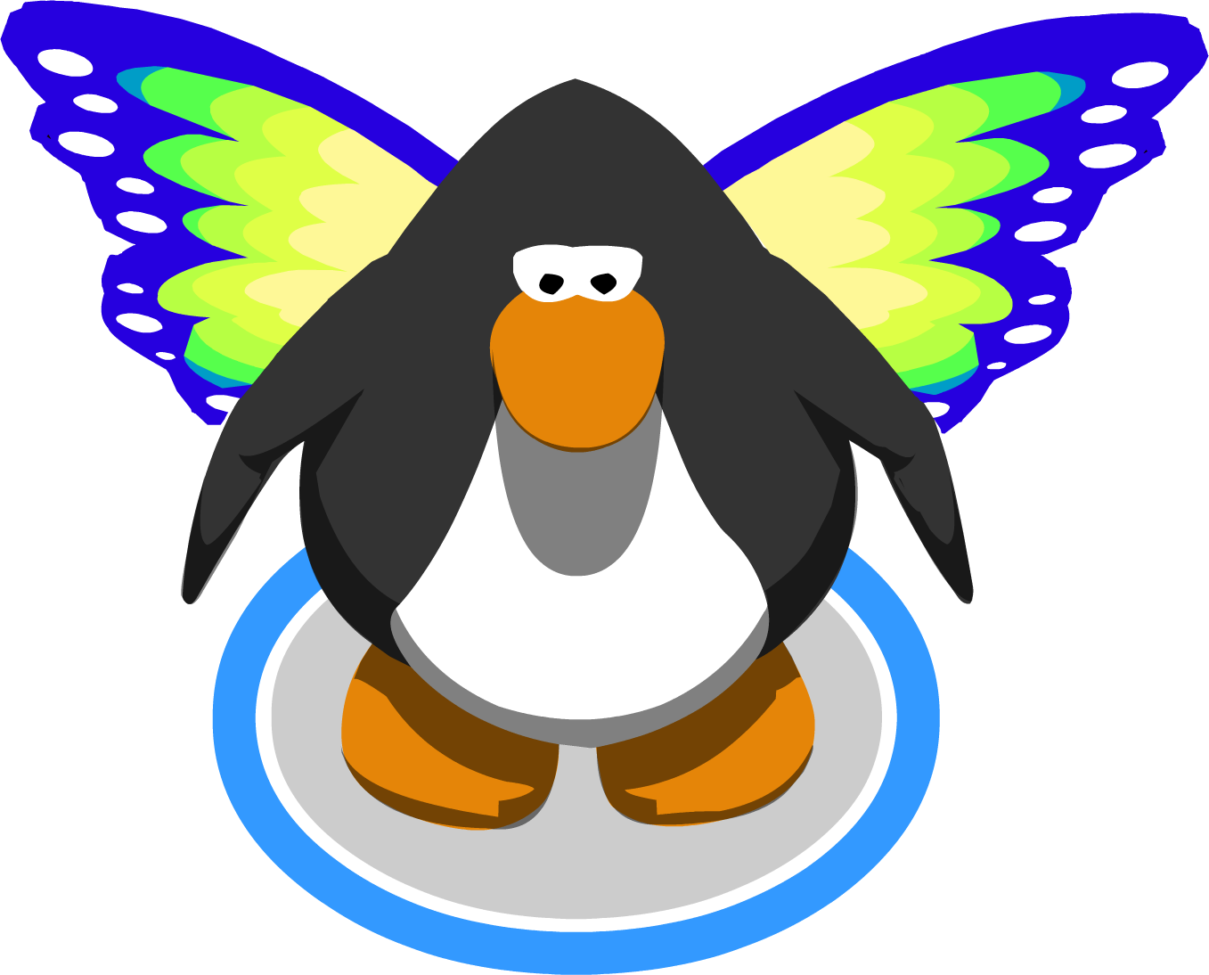 Green Butterfly Wings In-game - Club Penguin Mohawk (1357x1094), Png Download