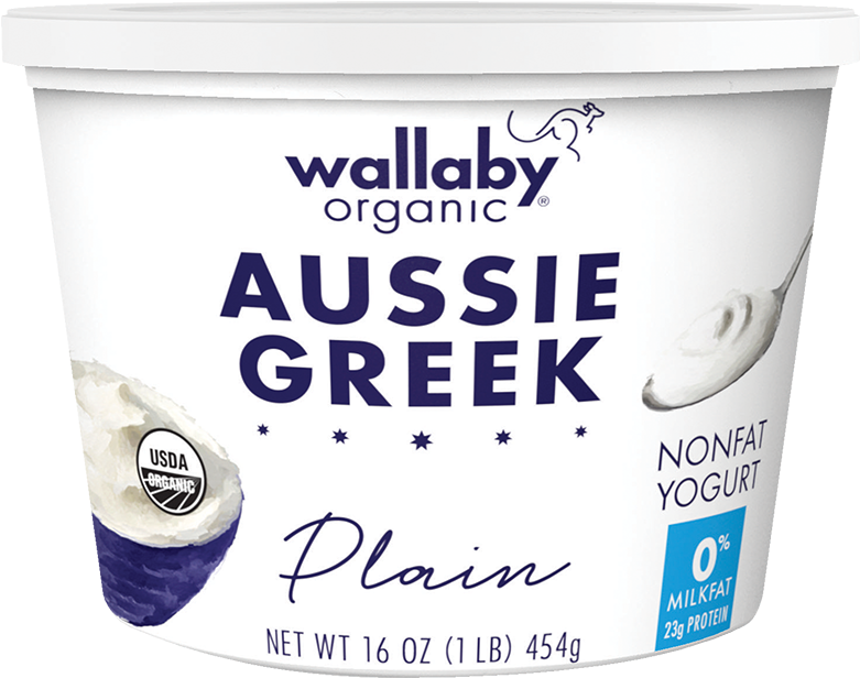 Plain Organic Greek Nonfat Yogurt 16oz - Wallaby Greek Yogurt Vanilla Bean (800x635), Png Download
