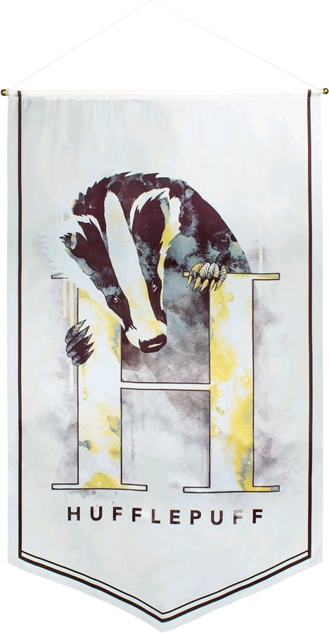 Hufflepuff Watercolour Satin Banner - Harry Potter Hufflepuff (468x900), Png Download