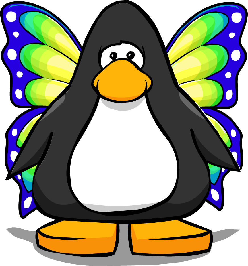 Green Butterfly Wings On A Player Card - Club Penguin (872x933), Png Download